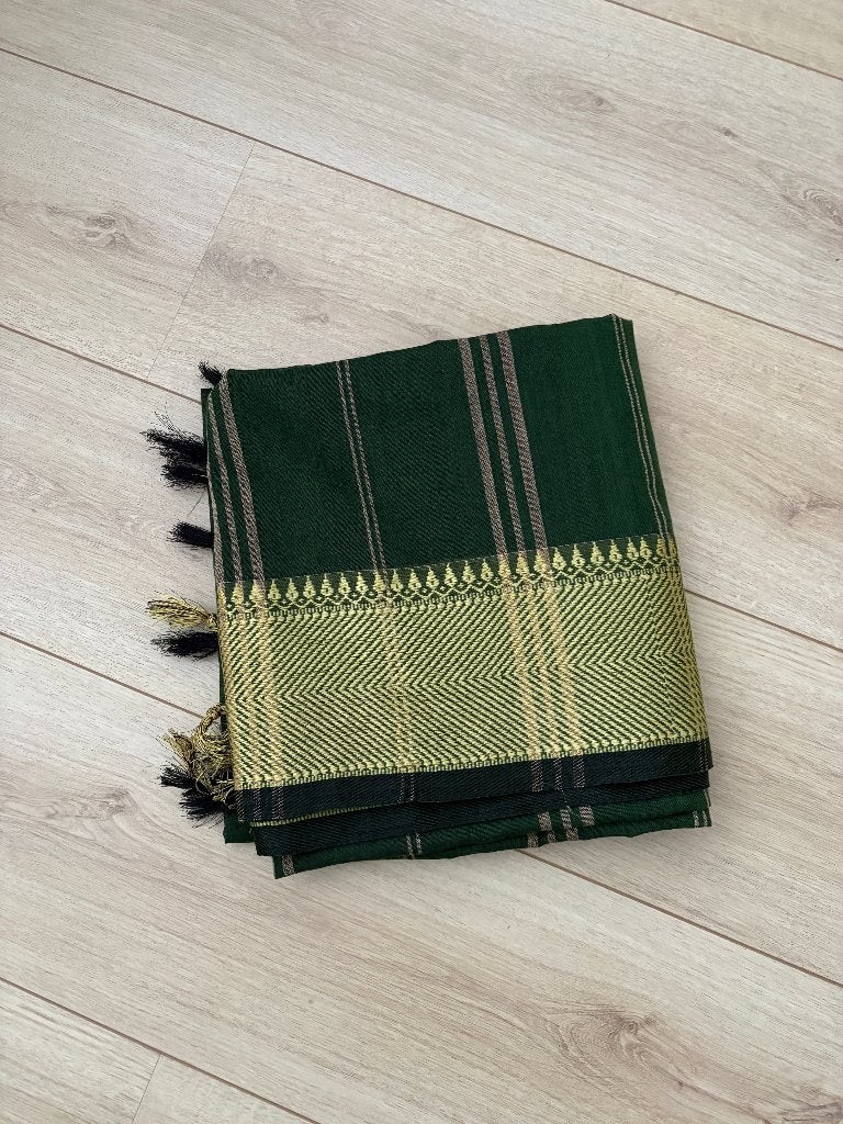 Restant van een groene Sari, 120 cm of meer, Ophalen of Verzenden, Katoen, Groen