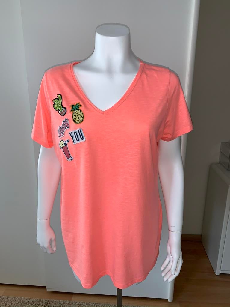 T-shirt met emblemen maat Xl ZGAN, Maat 46/48 (XL) of groter, Oranje, Ophalen of Verzenden, Zo goed als nieuw