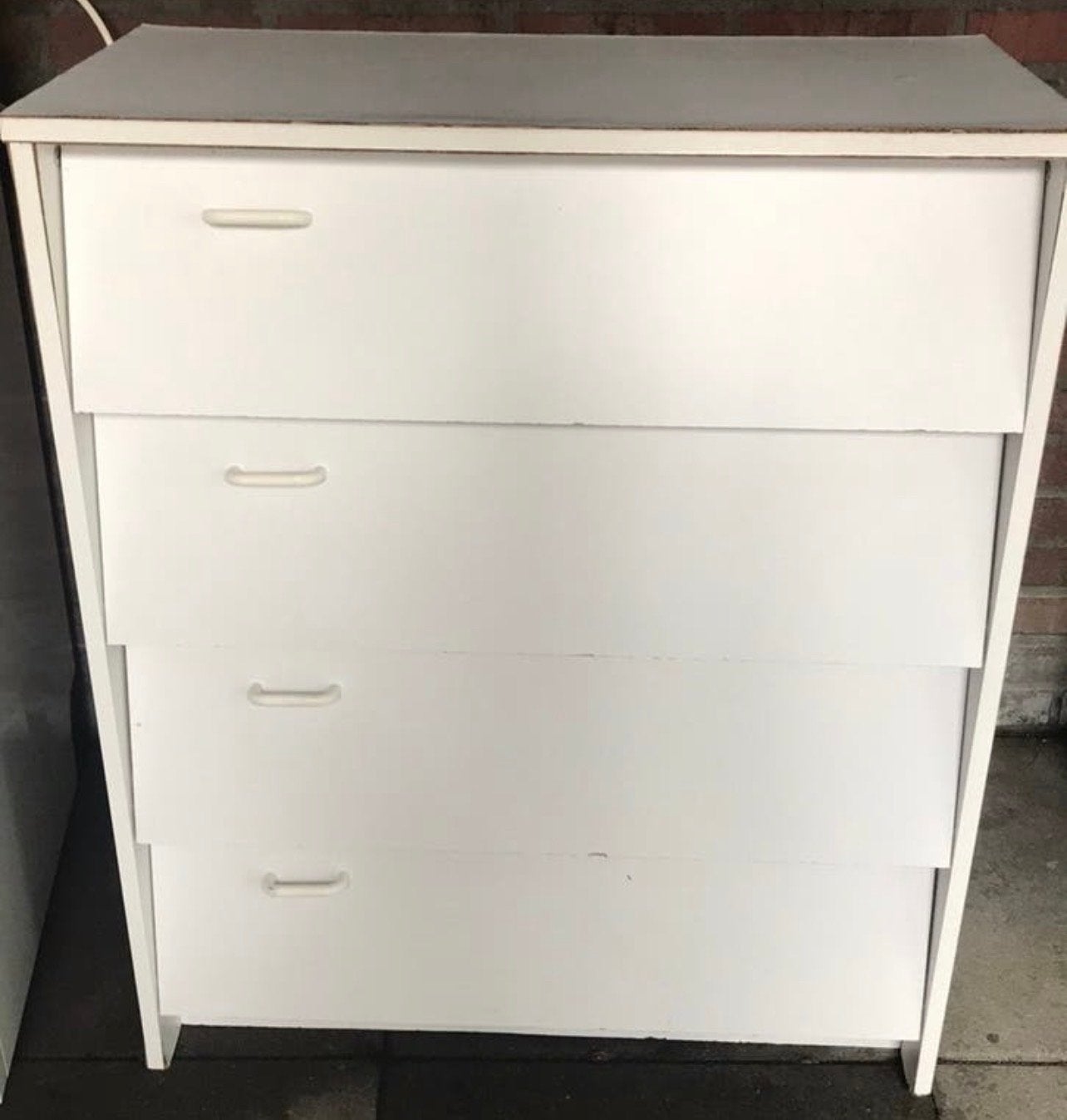 Witte ladekast met 4 laden - Gebruikt, Gebruikt, 100 tot 150 cm, 3 of 4 laden, 25 tot 50 cm