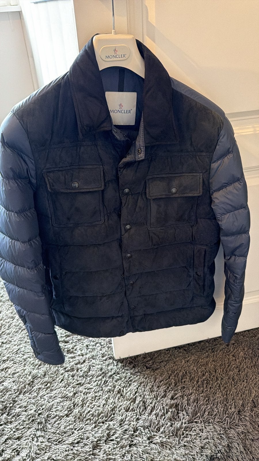 Moncler heren jas - Zo goed als nieuw, Ophalen of Verzenden, Zo goed als nieuw, Maat 48/50 (M), Blauw