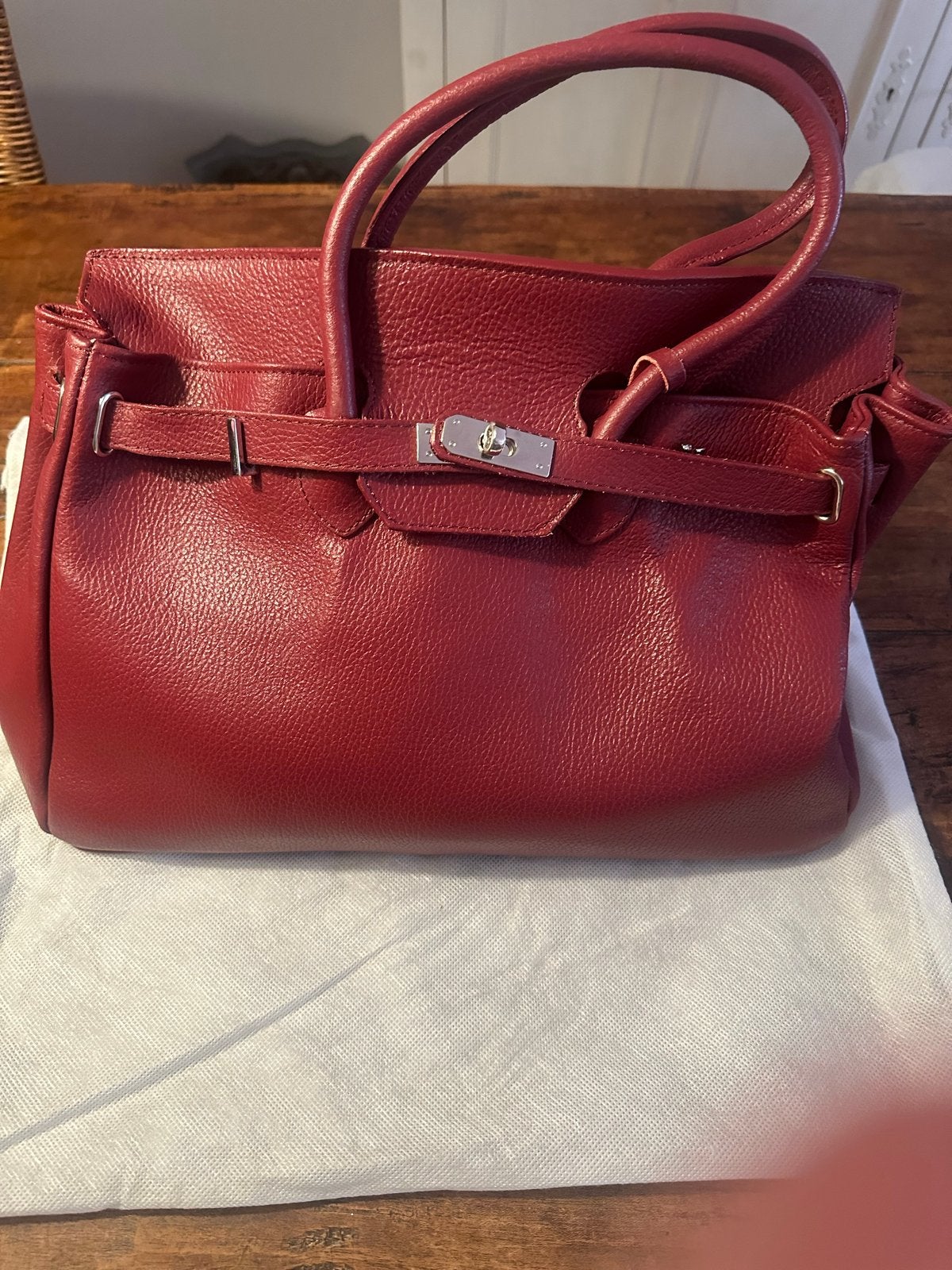 Stijlvolle Rode Handtas - Replica Jane Birkin/Hermes, Ophalen of Verzenden, Nieuw, Rood, Handtas