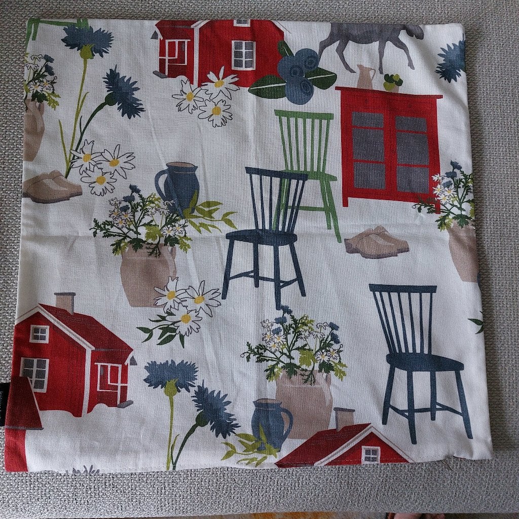 Arvidssons Textil Kussenhoes met Zweeds Huisjes Patroon, Overige merken, Meerkleurig, Met print, Nieuw