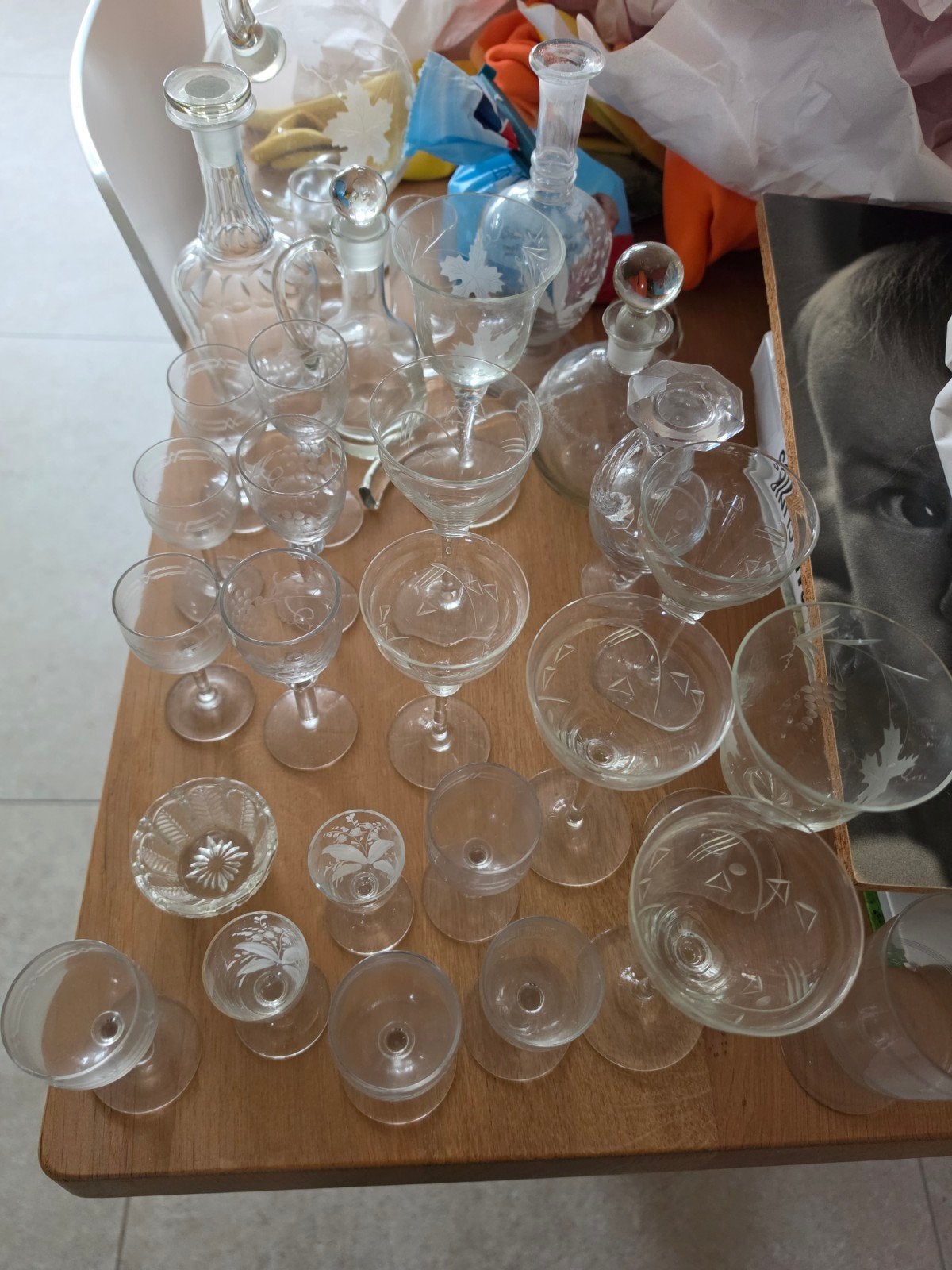 Diverse glazen en karaffen - Vintage collectie, Ophalen
