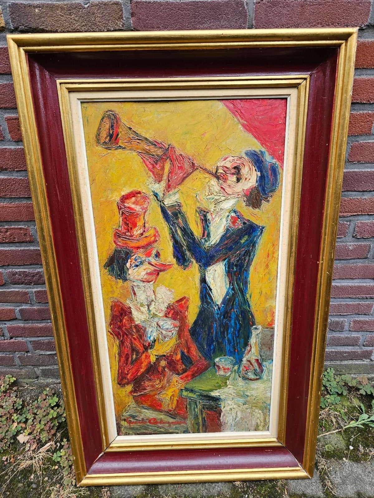 Olieverfschilderij 'Muzikanten' - Levendig en Expressief, Antiek en Kunst, Hout, Ophalen of Verzenden, Olieverf, Muziek