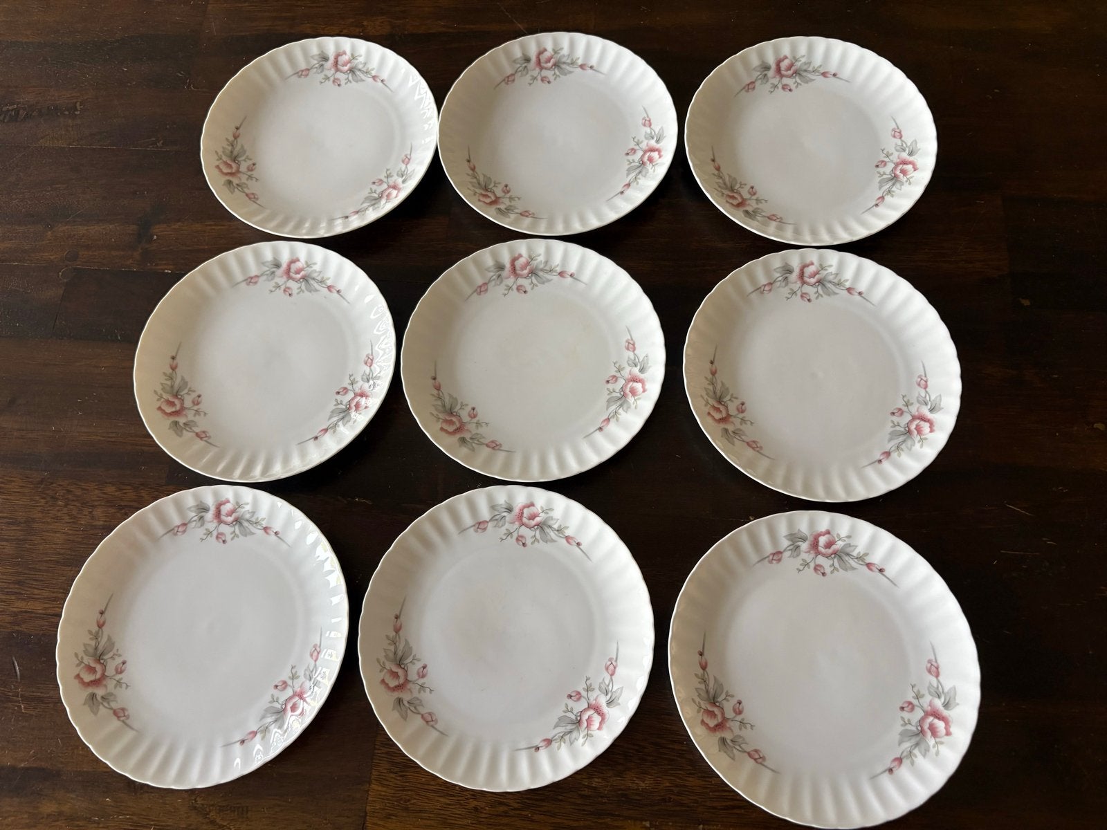 Set van 9 Winterling Bavaria gebaksbordjes met roosjes, Overige merken, Vintage, Ophalen of Verzenden, Zo goed als nieuw
