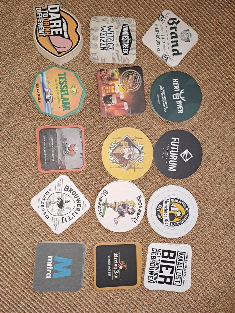 Verschillende bierviltjes, 15 soorten, Ophalen of Verzenden, Nieuw, Viltje(s), Overige merken