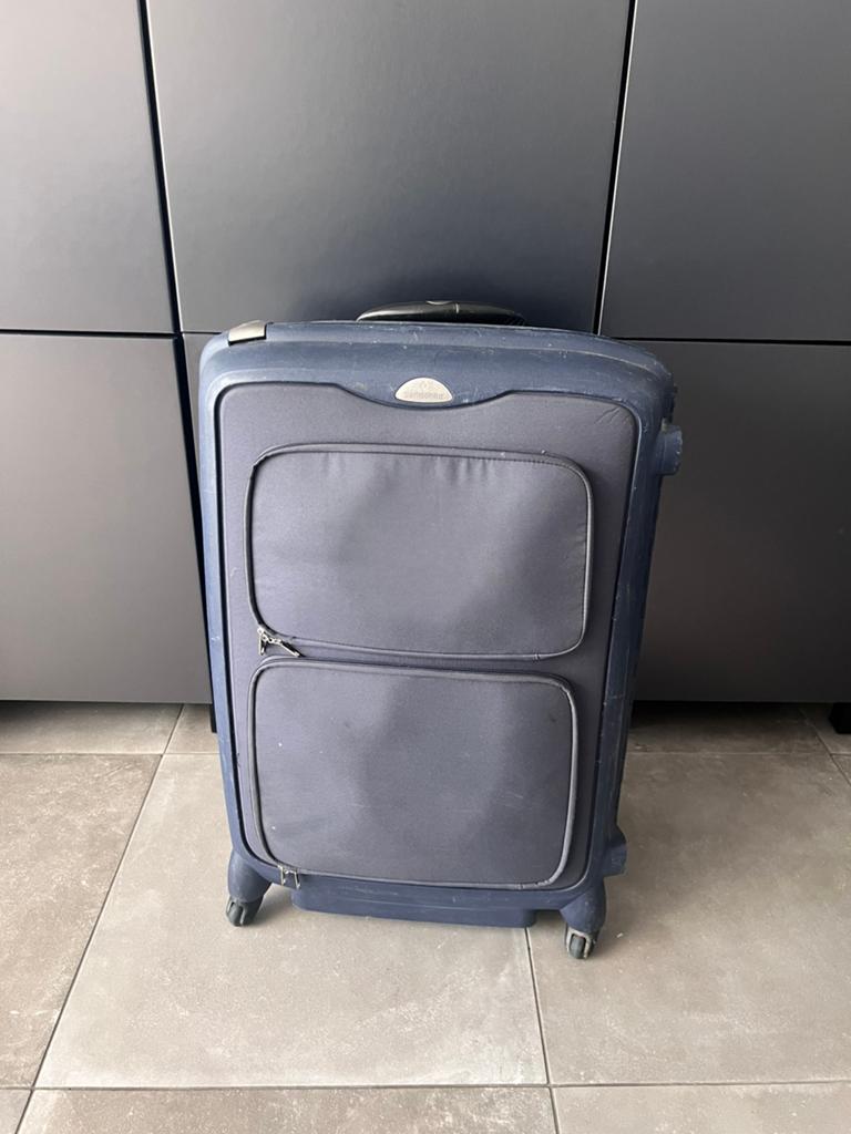 SAMSONITE GROOT FORMAAT BLAUWE REIS TROLLEY REISKOFFER, Wieltjes, Gebruikt, Hard kunststof, 45 tot 55 cm