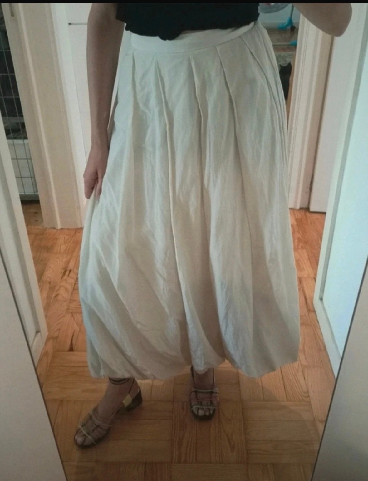 Lange ballonrok Zara S, Ophalen of Verzenden, Zo goed als nieuw, Beige, Onder de knie