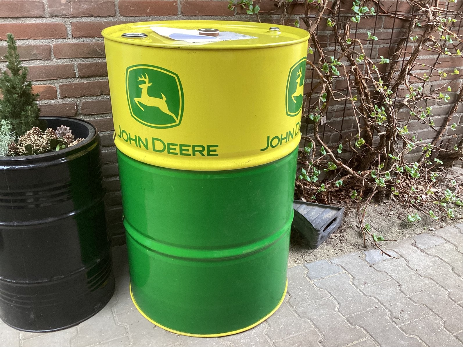 OLIEDRUM MANCAVE INDUSTRIEEL STATAFEL JOHN DEERE SHELL, NVT, NVT, Ophalen of Verzenden, Zo goed als nieuw