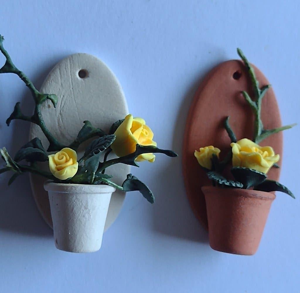 witte keramische muurpot met roos / Fennicole, Ophalen, Nieuw, Decoratie
