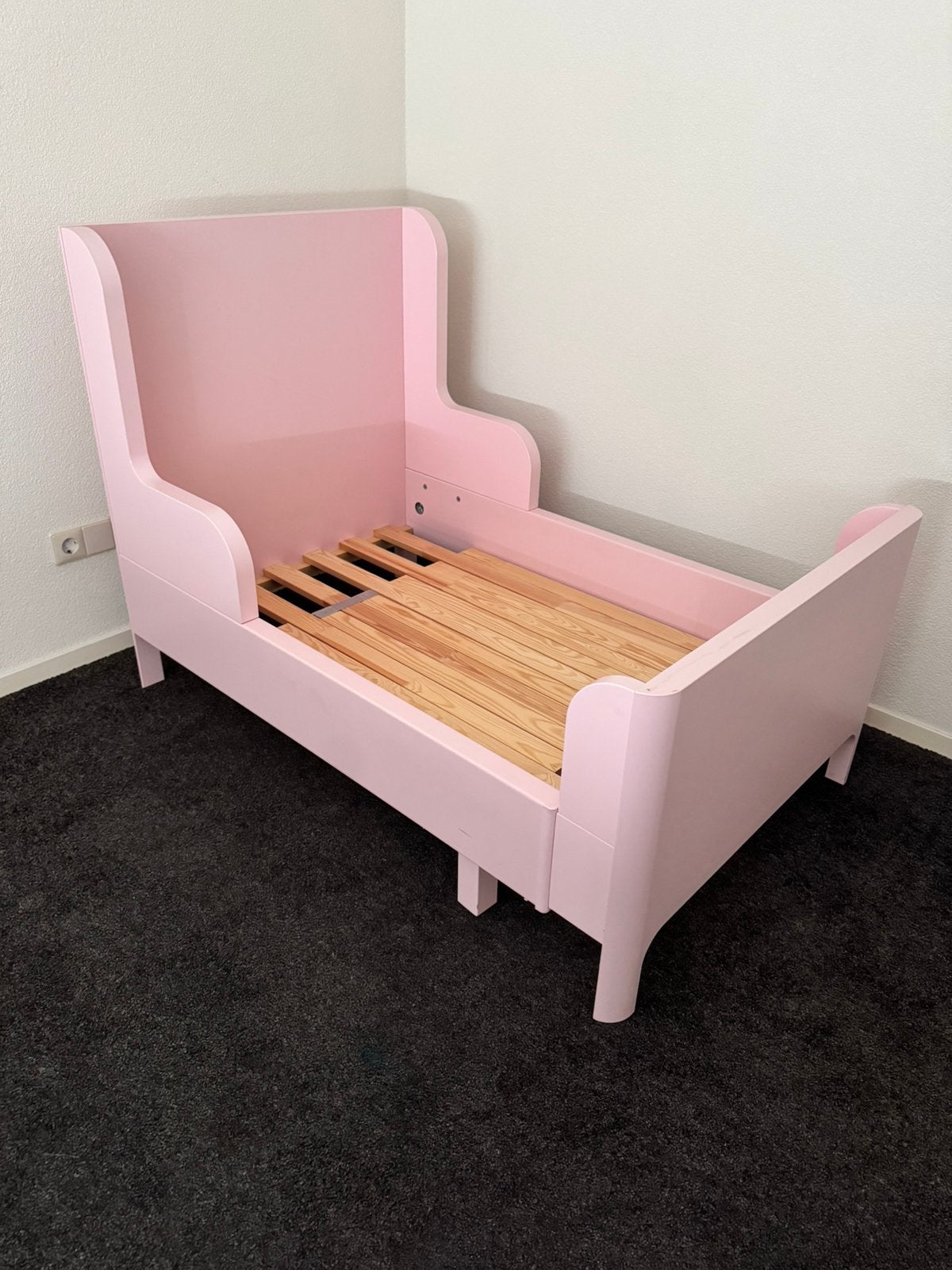 Meegroeibed, roze, 80x200 cm incl matras, bedtent, nachtkast, 85 tot 100 cm, Zo goed als nieuw, 180 cm of meer, Ophalen