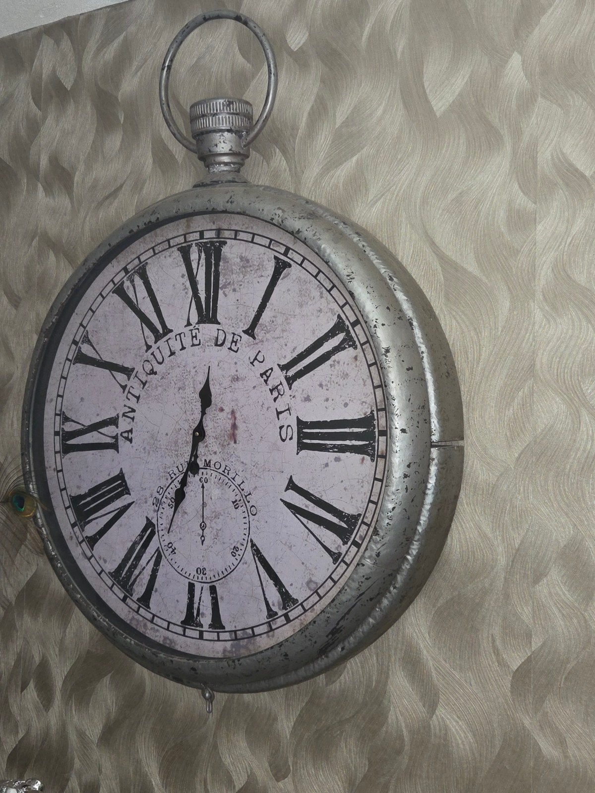Grote rustike ijzeren wandklok  120 h, Ophalen, Zo goed als nieuw, Wandklok