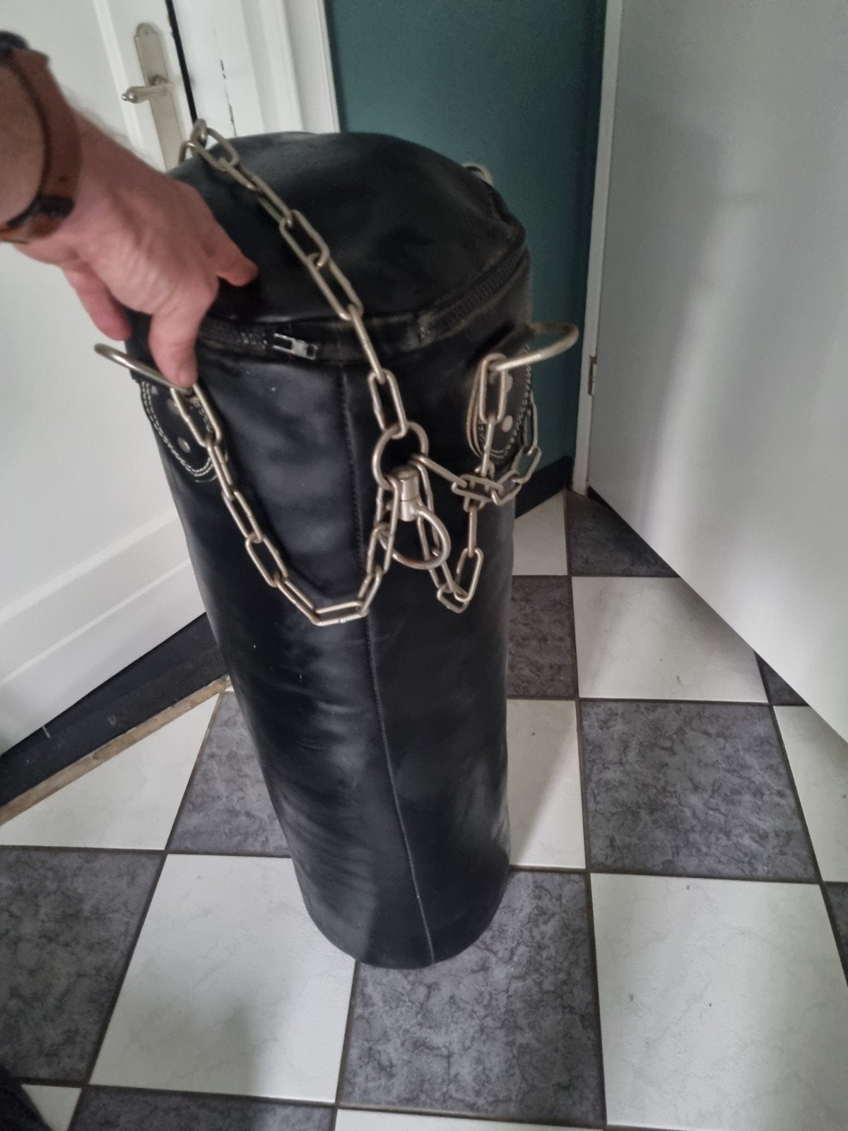 Zwarte bokszak met ketting, Ophalen, Gebruikt, Bokszak
