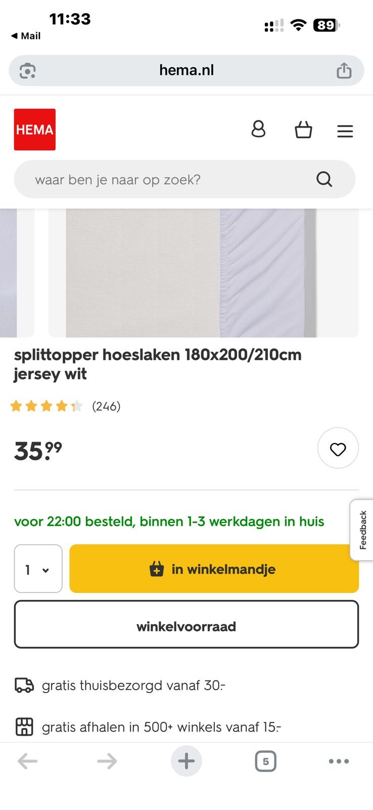 Te koop splittopper hoeslaken nieuw, Ophalen, Eenpersoons, Nieuw, Wit