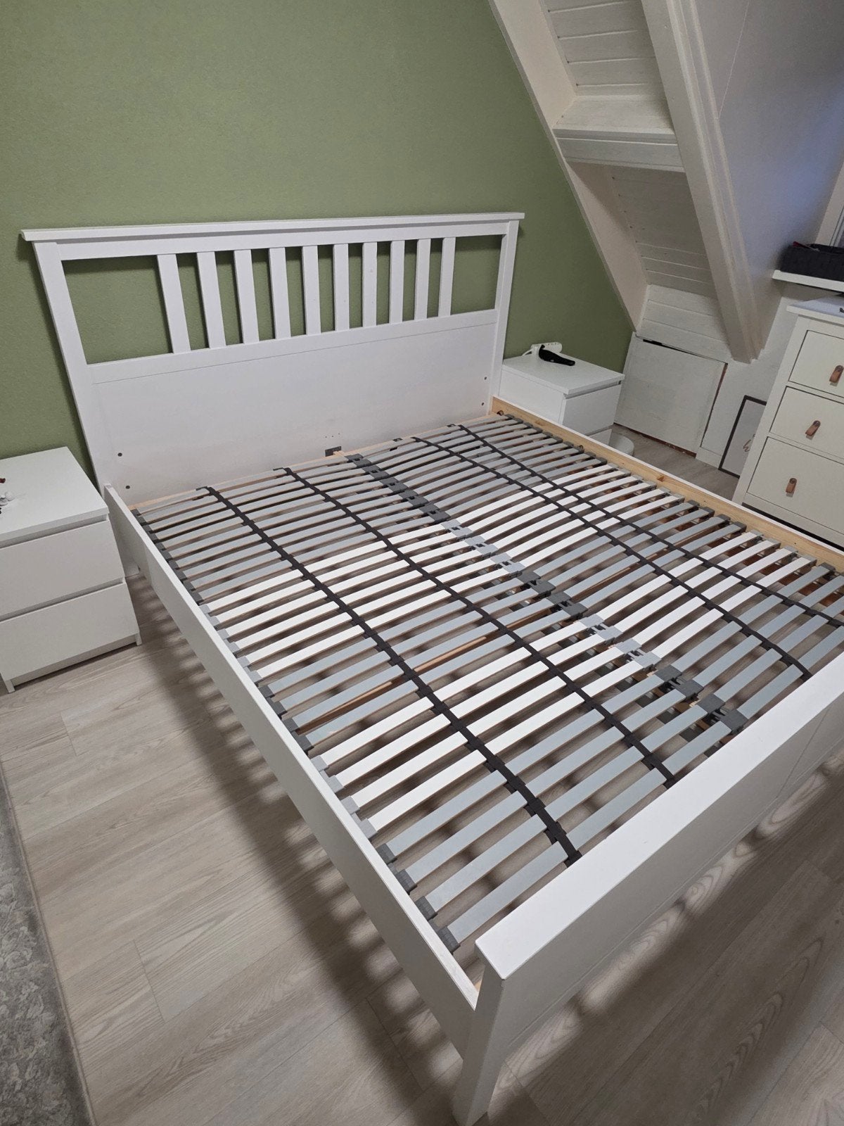Ikea Tweepersoonsbed 180x200 met 2 lattenbodems, Ophalen, Wit, Tweepersoons, Zo goed als nieuw