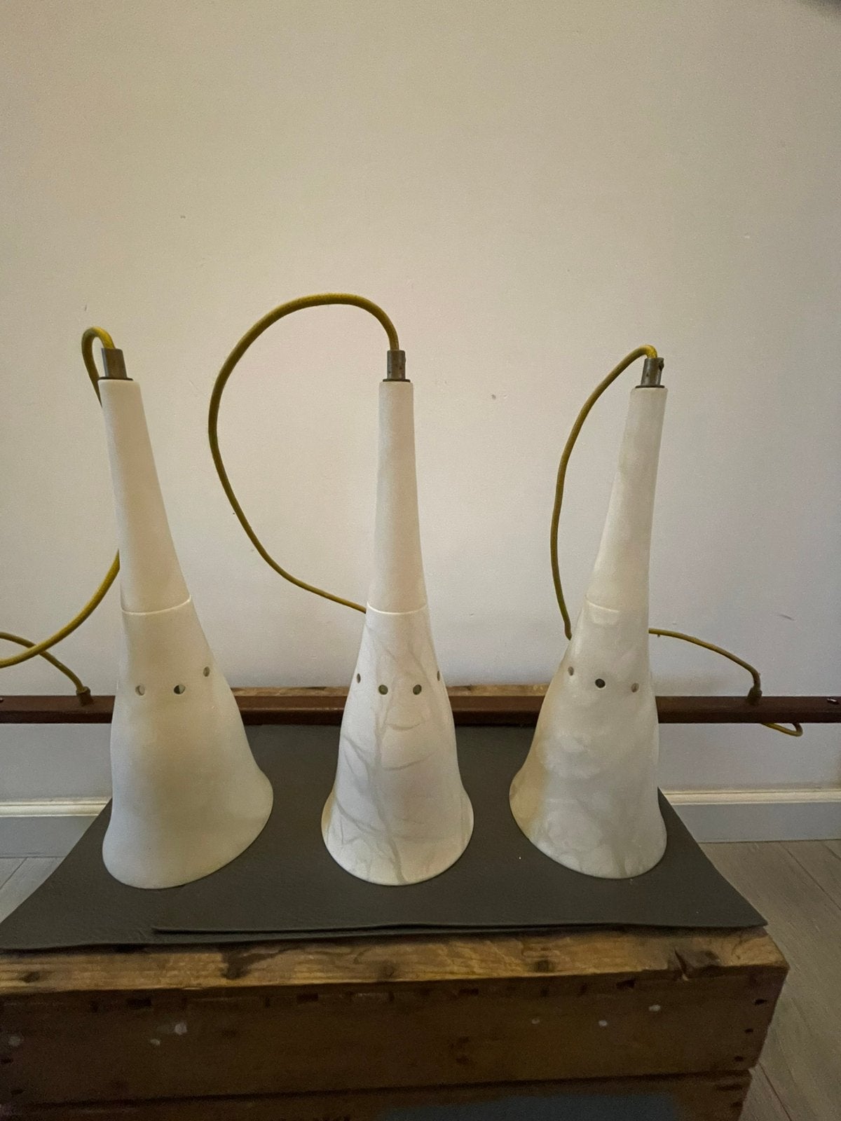 Vintage 3-Lichts keramische hanglamp - Duits jaren 50’s-70’s, Antiek en Kunst, Antiek | Lampen, Ophalen