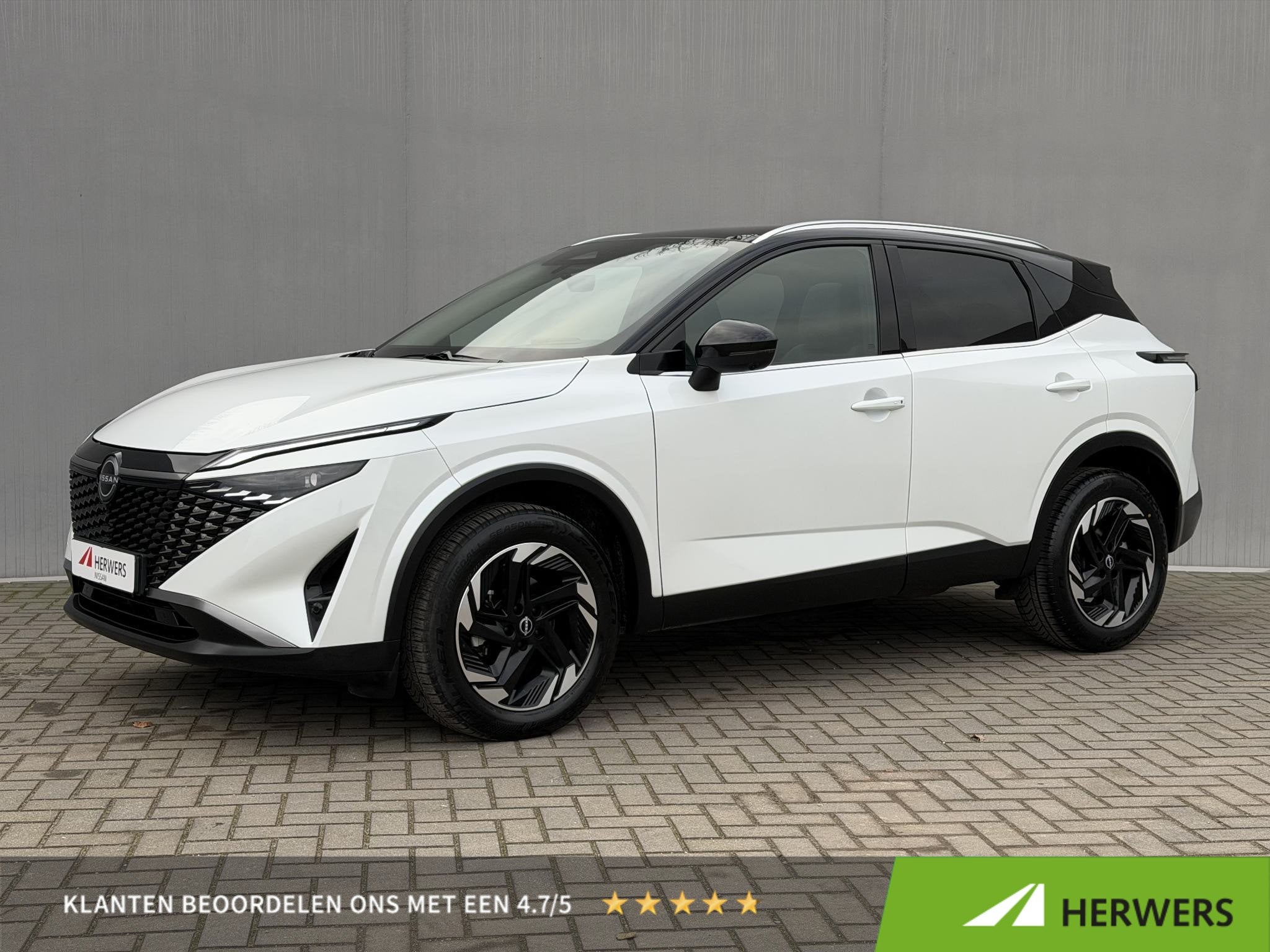 Nissan Qashqai 1.3 MHEV Xtronic N-Connecta / Fabrieksgaranti, Auto's, 4 cilinders, Leder en Stof, Wit, 1365 kg