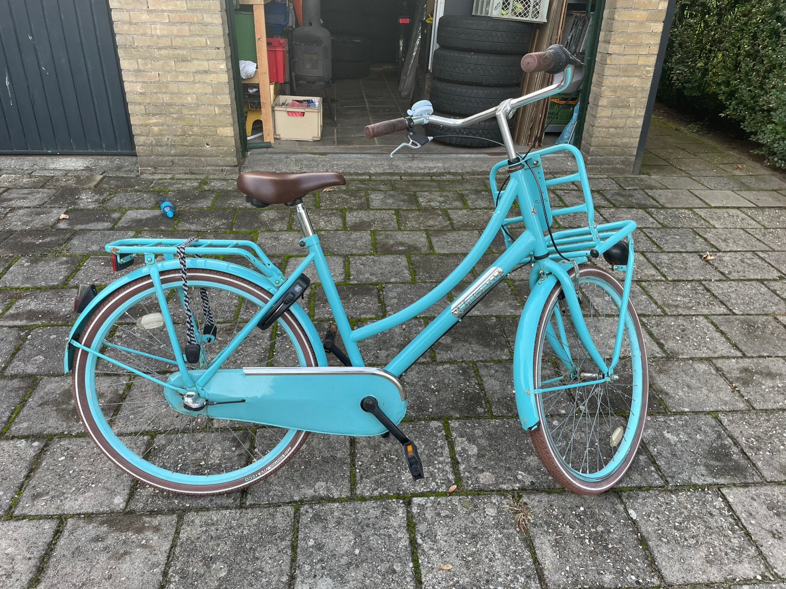 Popal transportfiets turquoise – nette staat, Fietsen en Brommers, Terugtraprem, Gebruikt, (Extra) lage instap, Ophalen