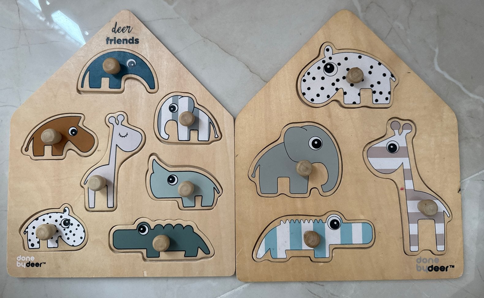 Done by Deer houten dierenpuzzels (2 stuks), Ophalen of Verzenden, Gebruikt, Overige typen