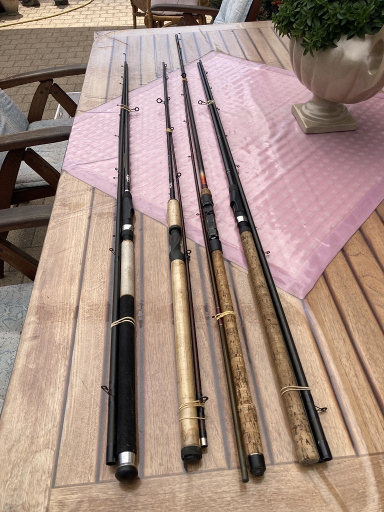 Te Koop 4 diverse Hengels snoek forel , feeder,, Watersport en Boten, Ophalen, Gebruikt, Werphengel