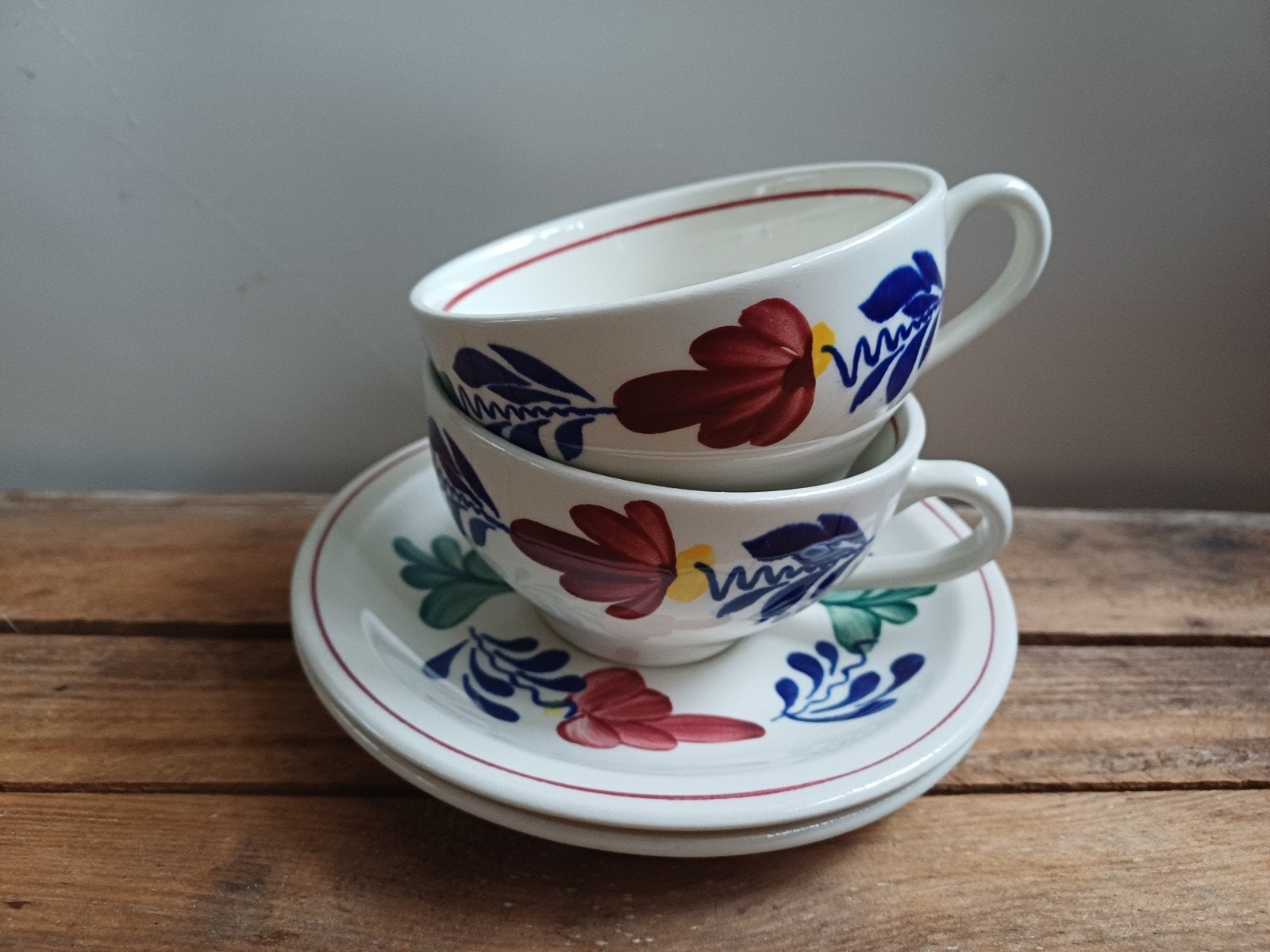 2x Vintage Boerenbont Kop en Schotel – Model Ilona – Boch /, Antiek en Kunst, Ophalen of Verzenden