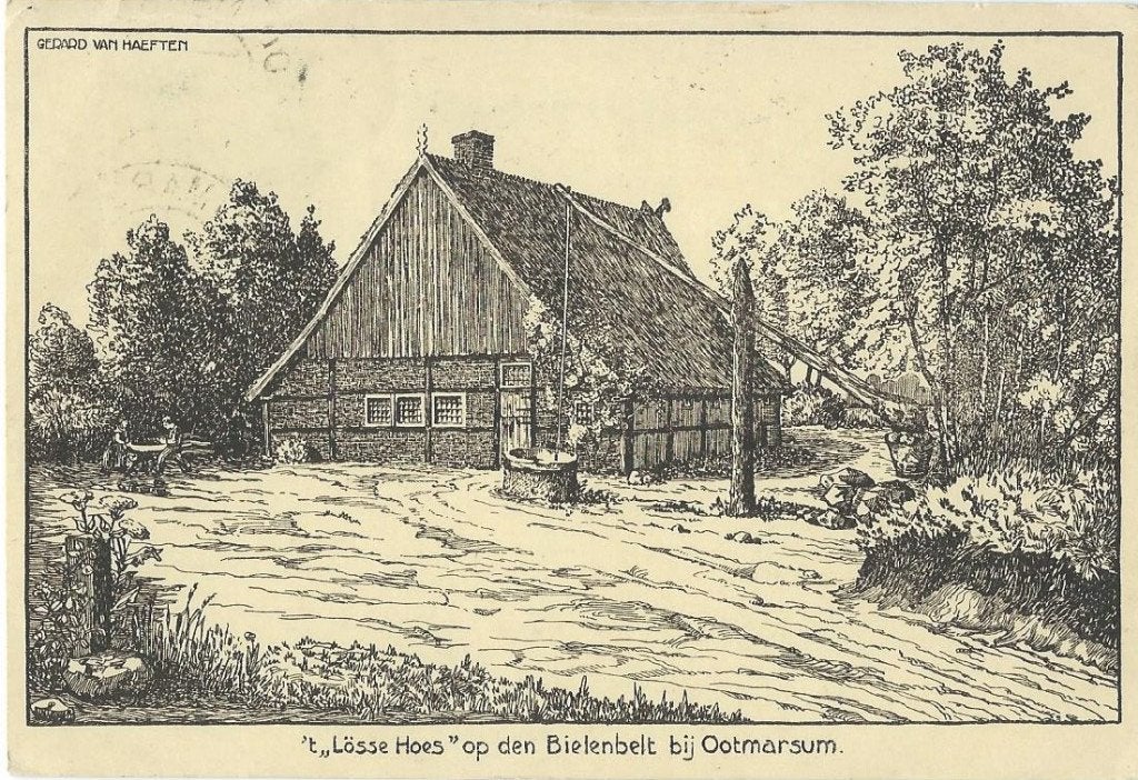Ansichtkaart  OOTMARSUM   Losse Hoes op den Bielenbelt, Verzenden, 1920 tot 1940, Gelopen, Overijssel