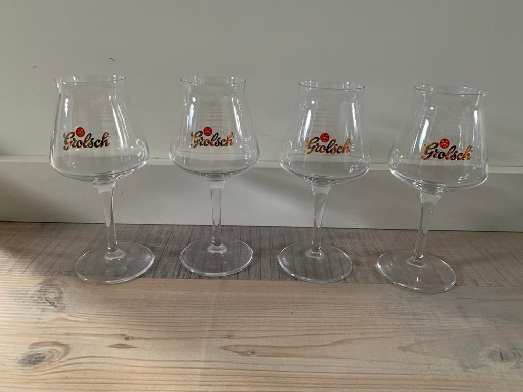 4x Grolsch bierglazen, Ophalen of Verzenden, Zo goed als nieuw, Glas of Glazen, Grolsch