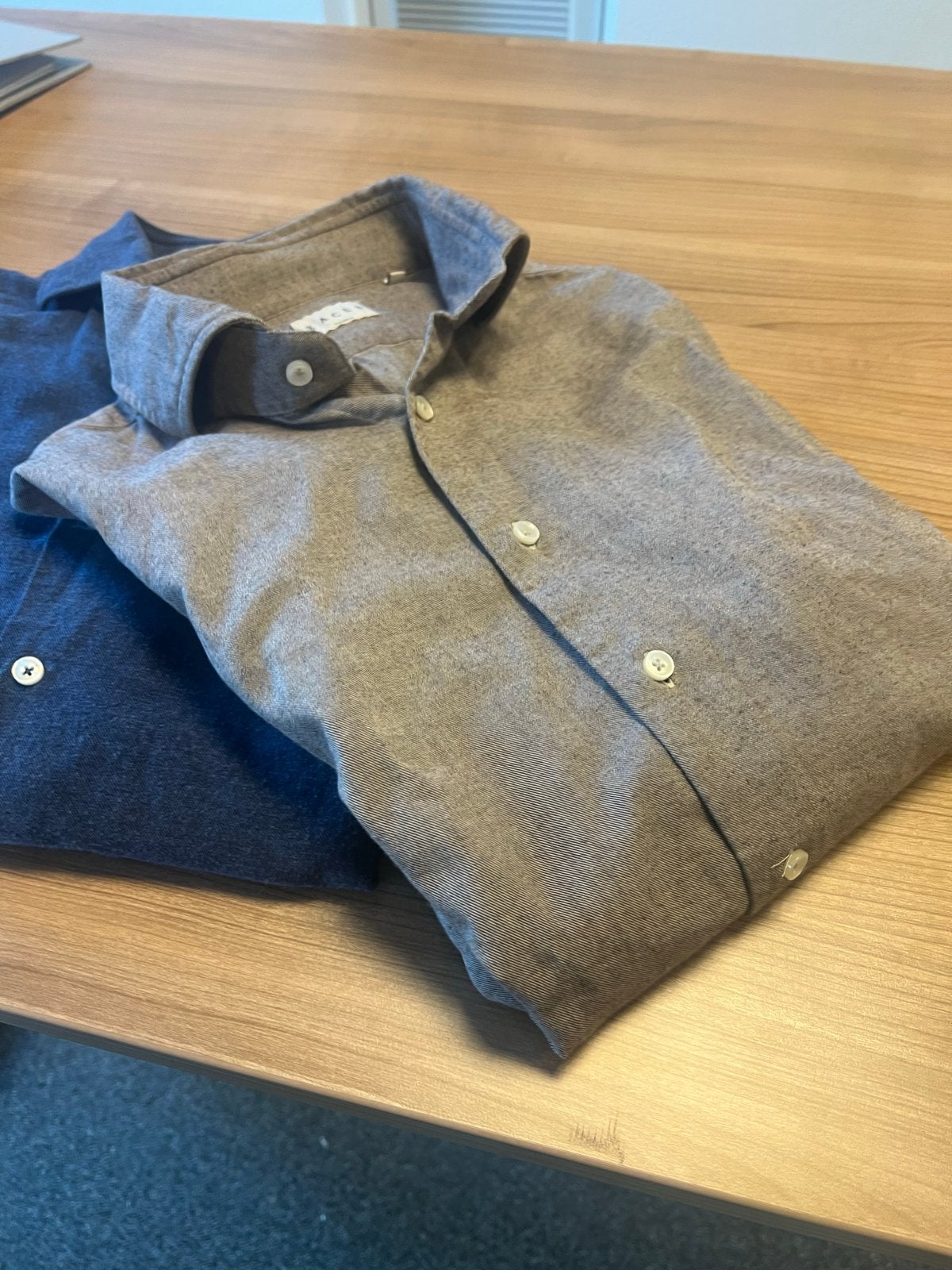 Xacus Flanellen hemden Blauw en Taupe - Maat 42, Overige kleuren, Xacus, Ophalen of Verzenden, Zo goed als nieuw