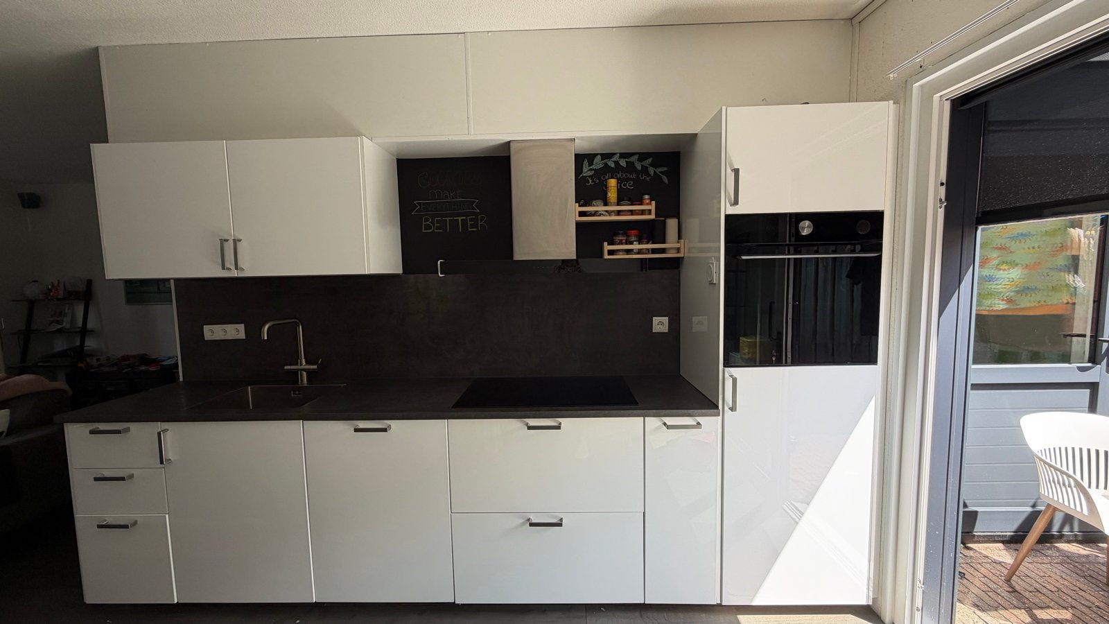 Hoogglans witte ikea keuken (7jr oud), Ophalen, Gebruikt, Wit, Enkelwandige keuken