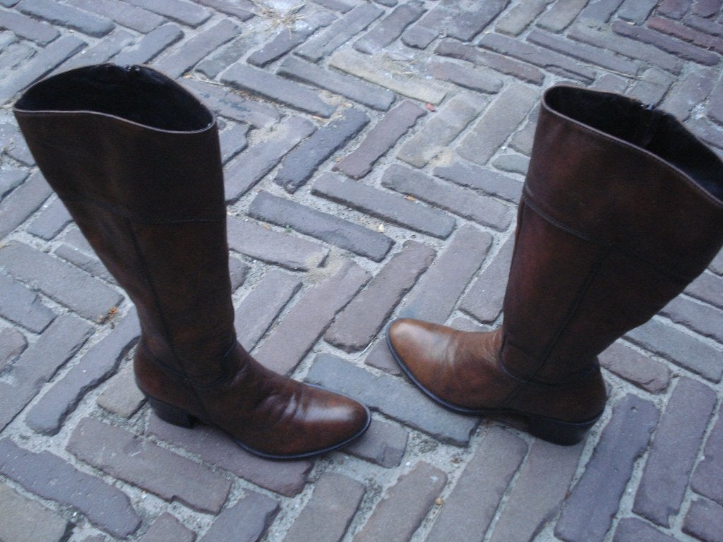 GRATIS VERZENDEN LUXE GEVLAMDE LEREN VINTAGE LAARZEN 37