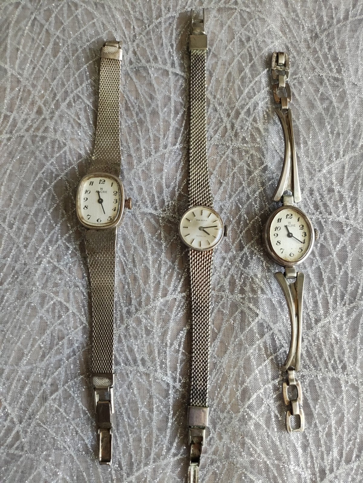 3 mooie vintage zilveren dameshorloges, 1 Prisma, 2 Ancre, Verzenden