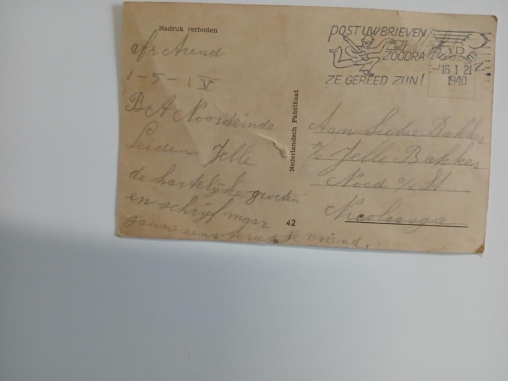 Aanzichtkaart 1940 , St. Nicolaasga, Ophalen of Verzenden