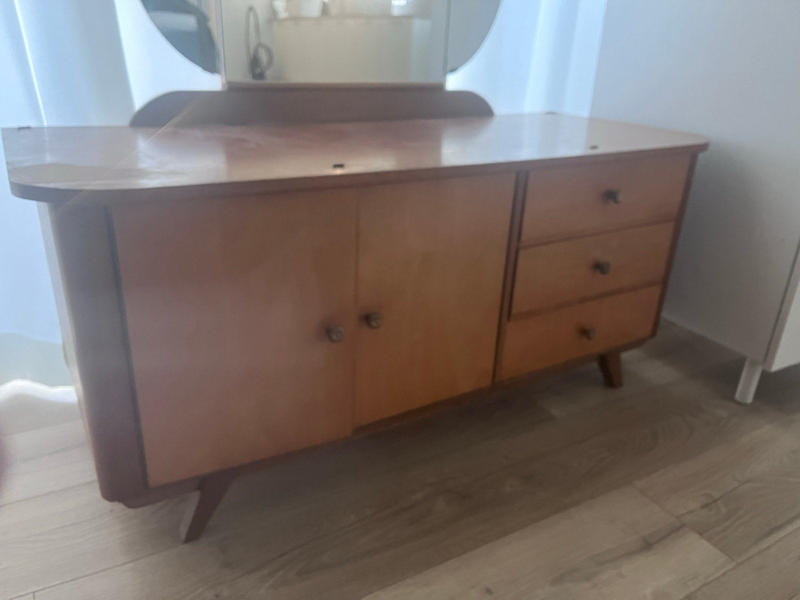 Vintage kaptafel met spiegel en opbergruimte, Ophalen