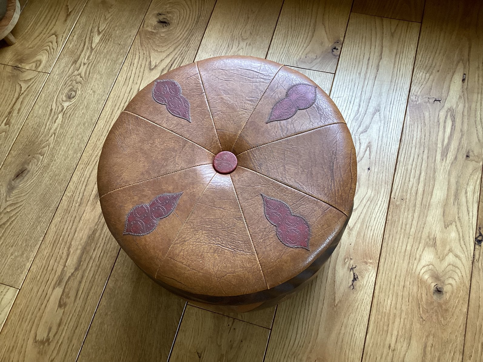 Vintage poef met opbergruimte (marokkaans), Ophalen, Kunststof, Mand, Rond