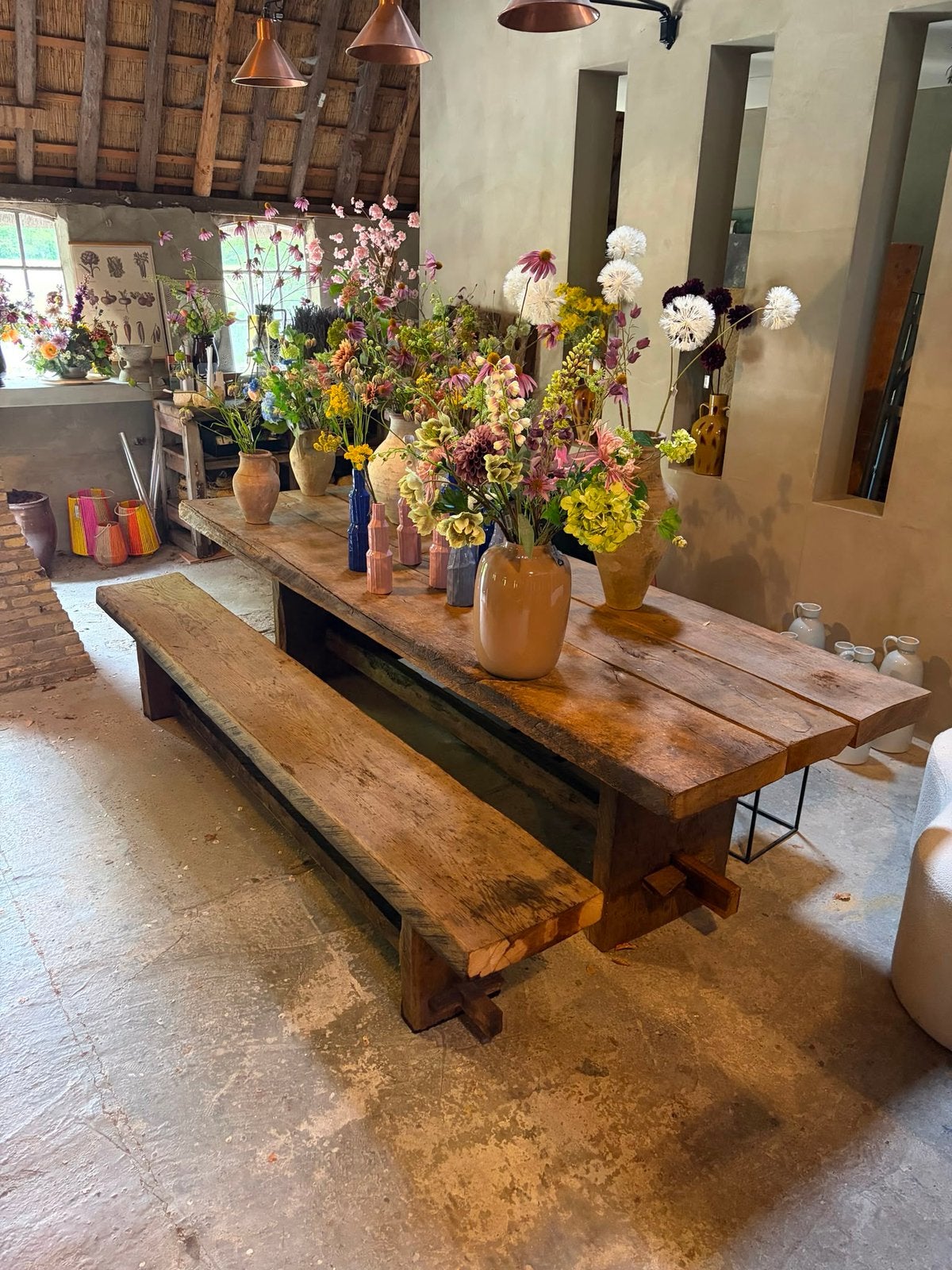 Eiken tafel van oud eiken 8 cm dik, Antiek en Kunst, Ophalen