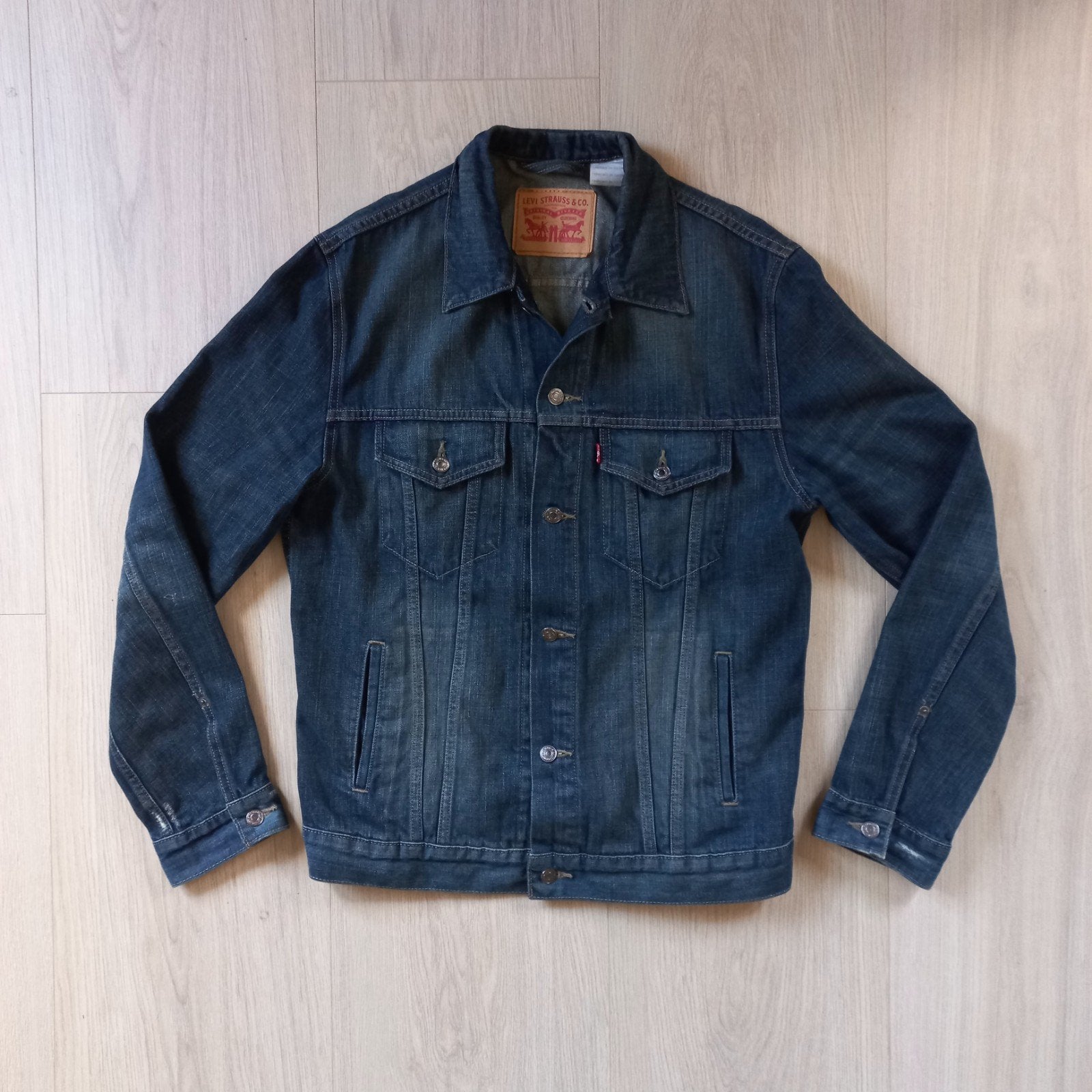 Levi's Trucker Spijkerjack Maat L - Uitstekende Staat, Maat 52/54 (L), Levi's, Blauw, Ophalen of Verzenden