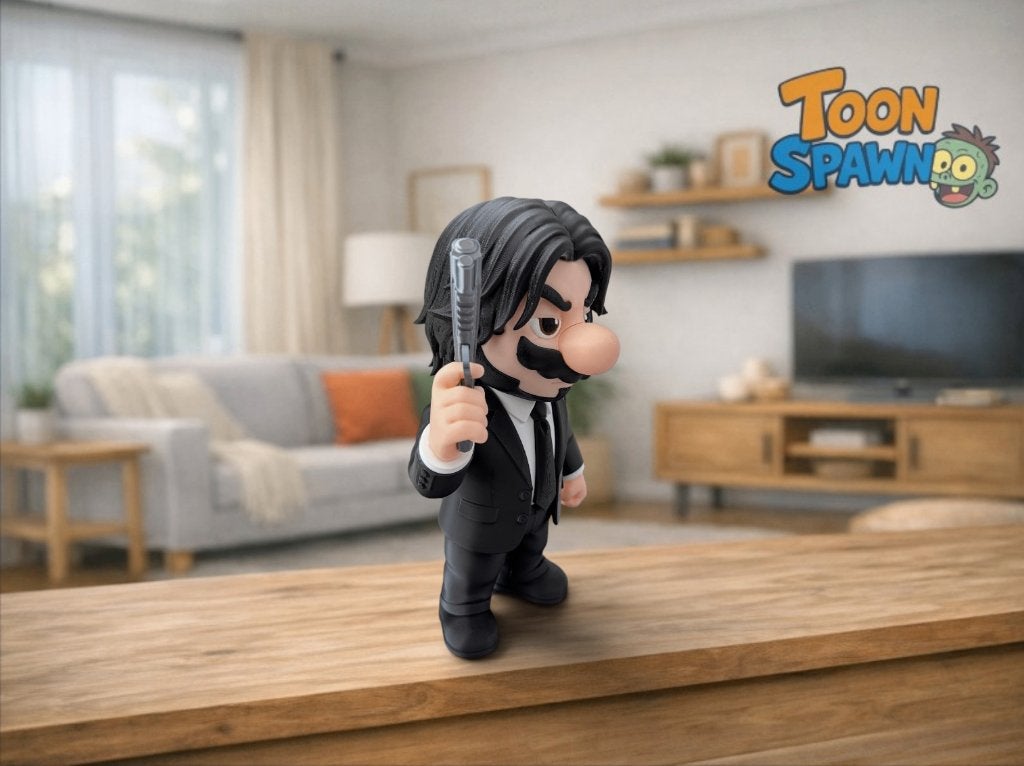 Mario Wick – John Wick x Super Mario Mash‑up – 30 cm, Verzamelen, Ophalen of Verzenden, Nieuw, Overige typen