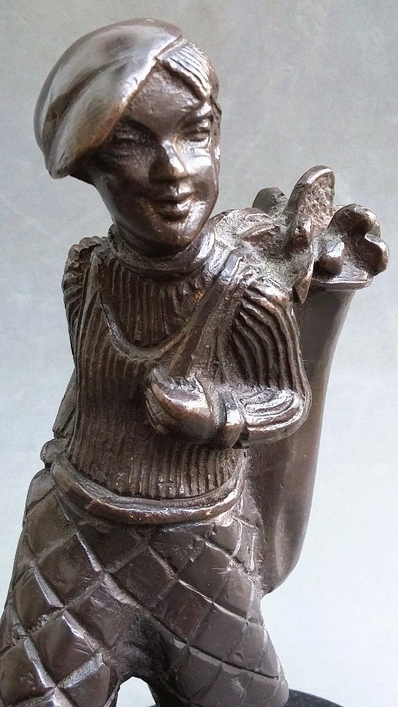 20 ste eeuw Bronzen Beeld Golf Jongen "CADDY BOY" Golfer, Ophalen of Verzenden, Brons