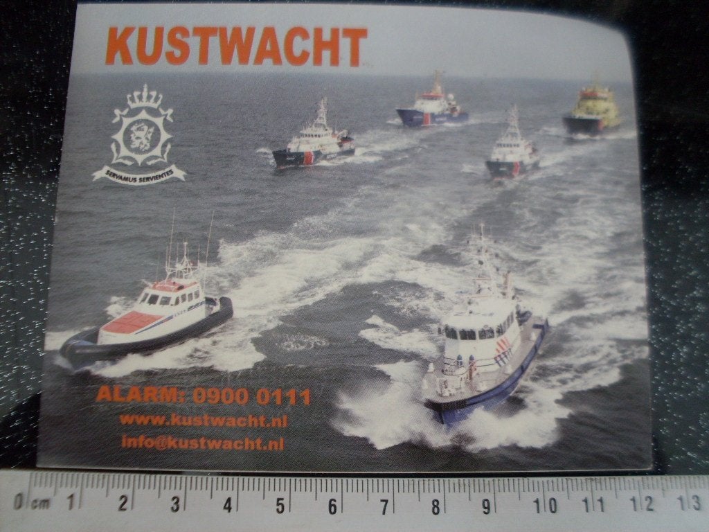 sticker kustwacht alarm 0900 0111 logo embleem, Verzenden, Zo goed als nieuw, Bedrijf of Vereniging