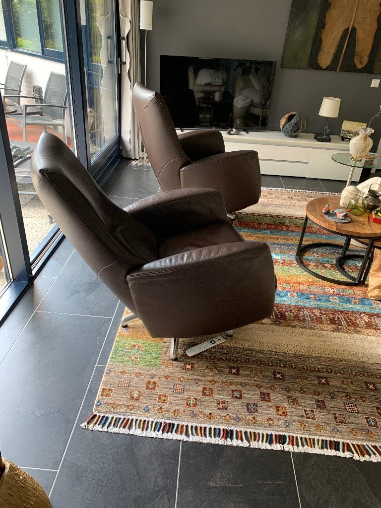 Twee leren relaxfauteuils, Ophalen, Gebruikt, 50 tot 75 cm, Leer