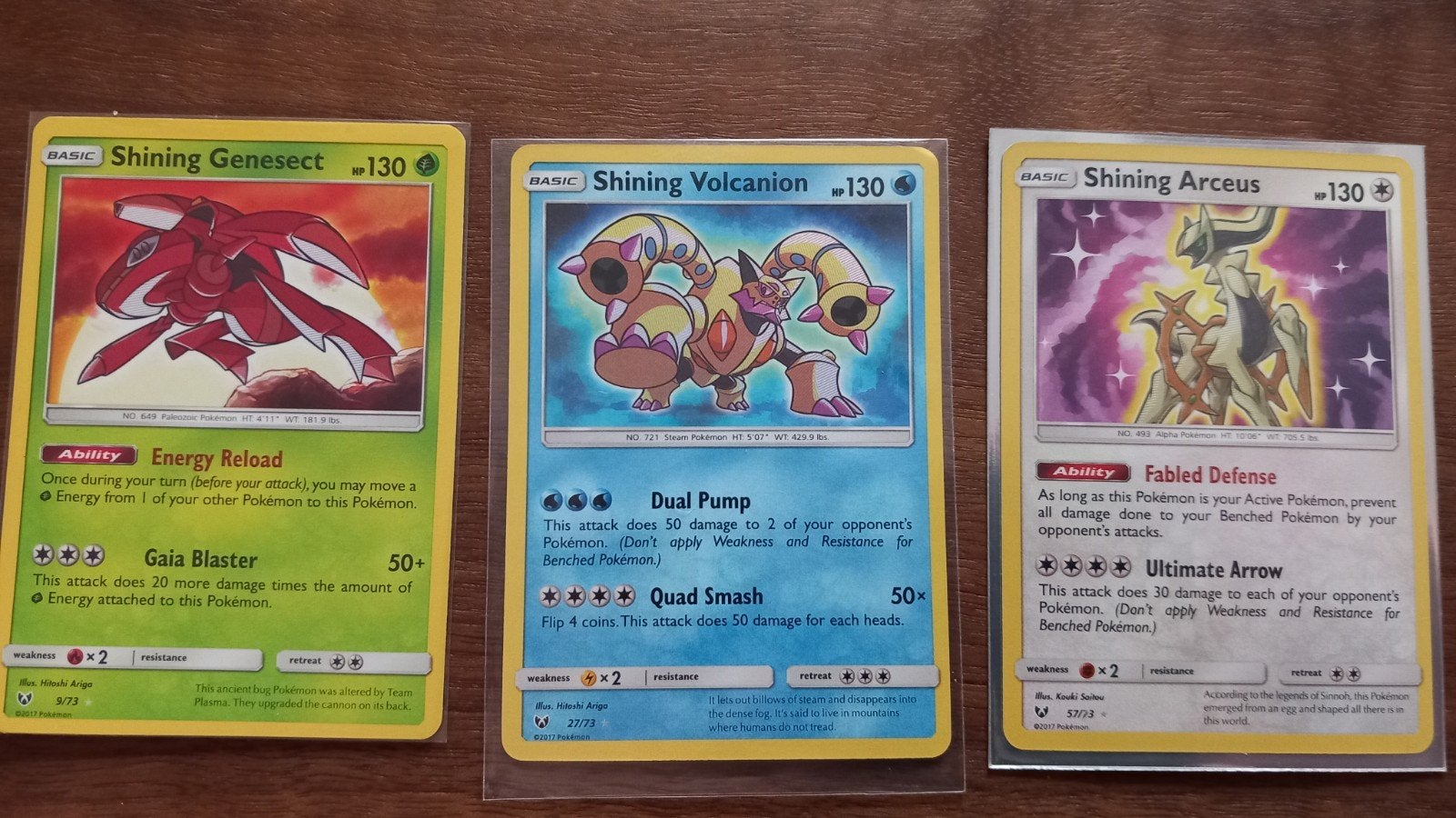 Shining Pokémon kaarten: Genesect, Volcanion, Arceus, Ophalen of Verzenden, Zo goed als nieuw, Meerdere kaarten