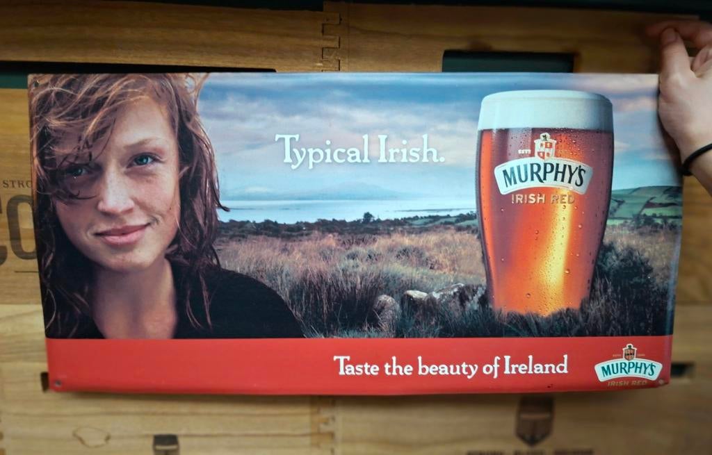 Metalen Reclamebord 'Murphy's Irish Red', Verzamelen, Ophalen of Verzenden, Reclamebord, Plaat of Schild, Overige merken