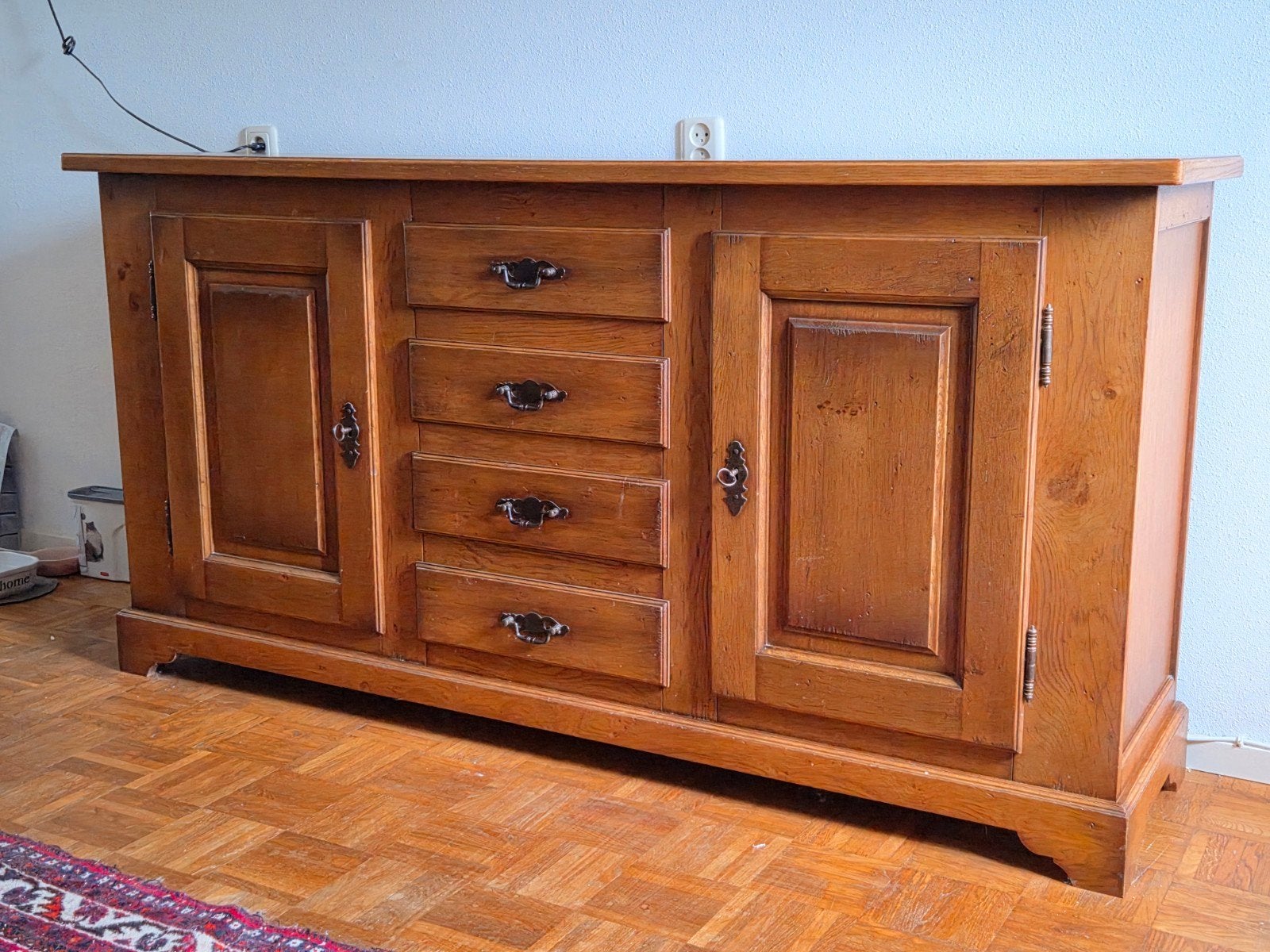 Massief eiken dressoir met lades en deuren, Huis en Inrichting, Kasten | Dressoirs, Met deur(en), 150 tot 200 cm, Eikenhout, Ophalen of Verzenden