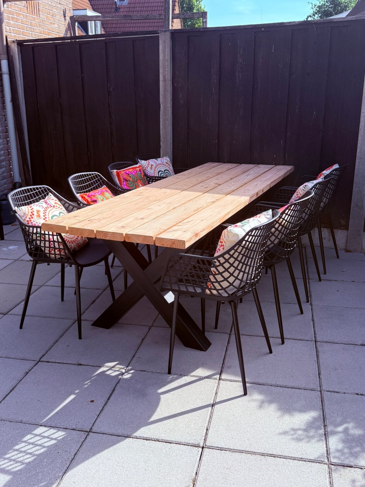 *NIEUW* Douglas tuintafel 250 x 90 cm | Stalen “X- poot”, Ophalen of Verzenden, Nieuw, Hout