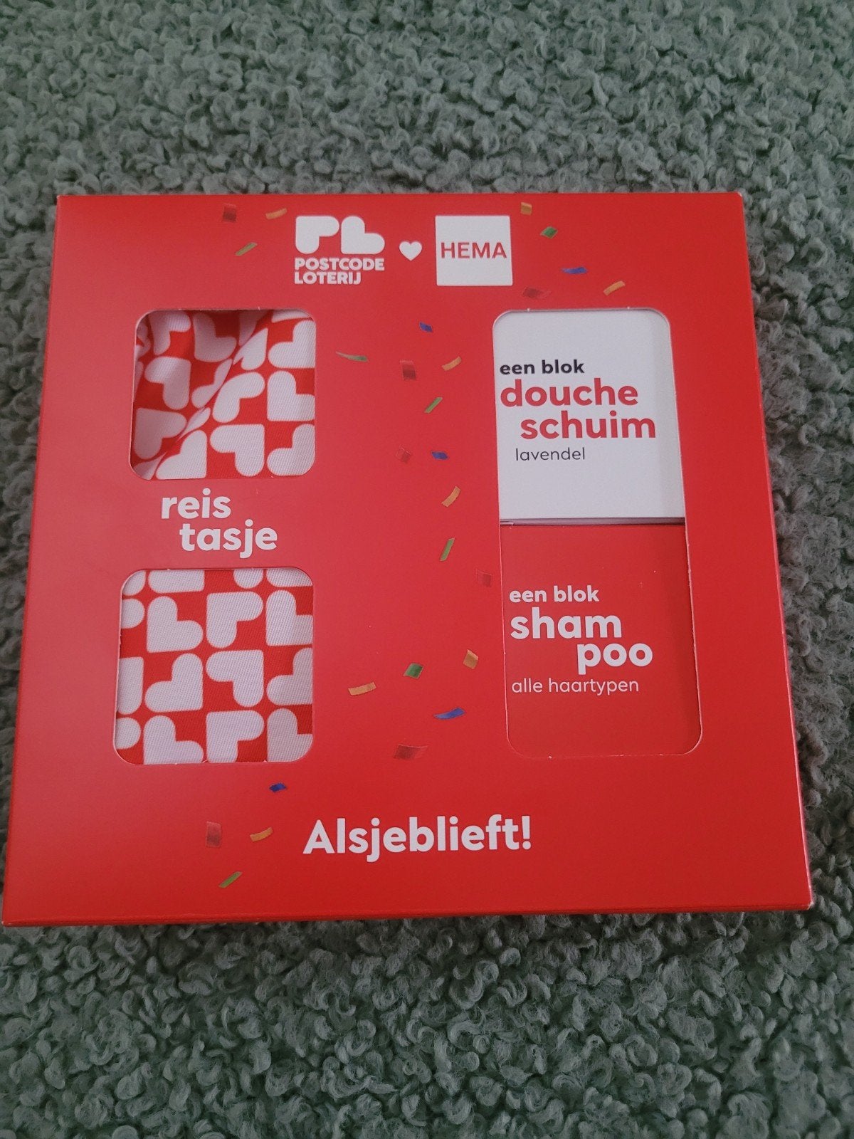 toilettasje met blok doucheschuim en shampoo, Ophalen, Nieuw, Bad & Douche