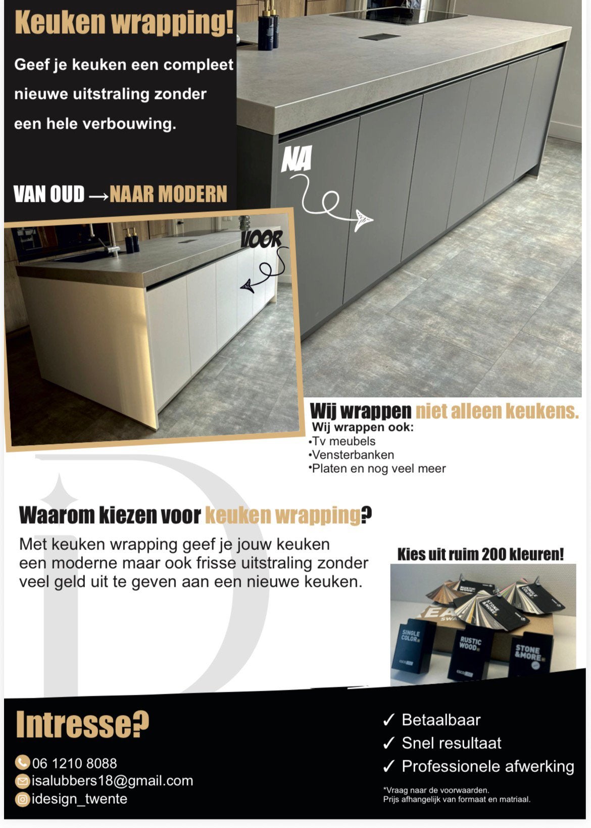 Keuken wrappen – geef je keuken een nieuwe uistraling!, Overige typen, Nieuw, Ophalen of Verzenden, Minder dan 100 cm