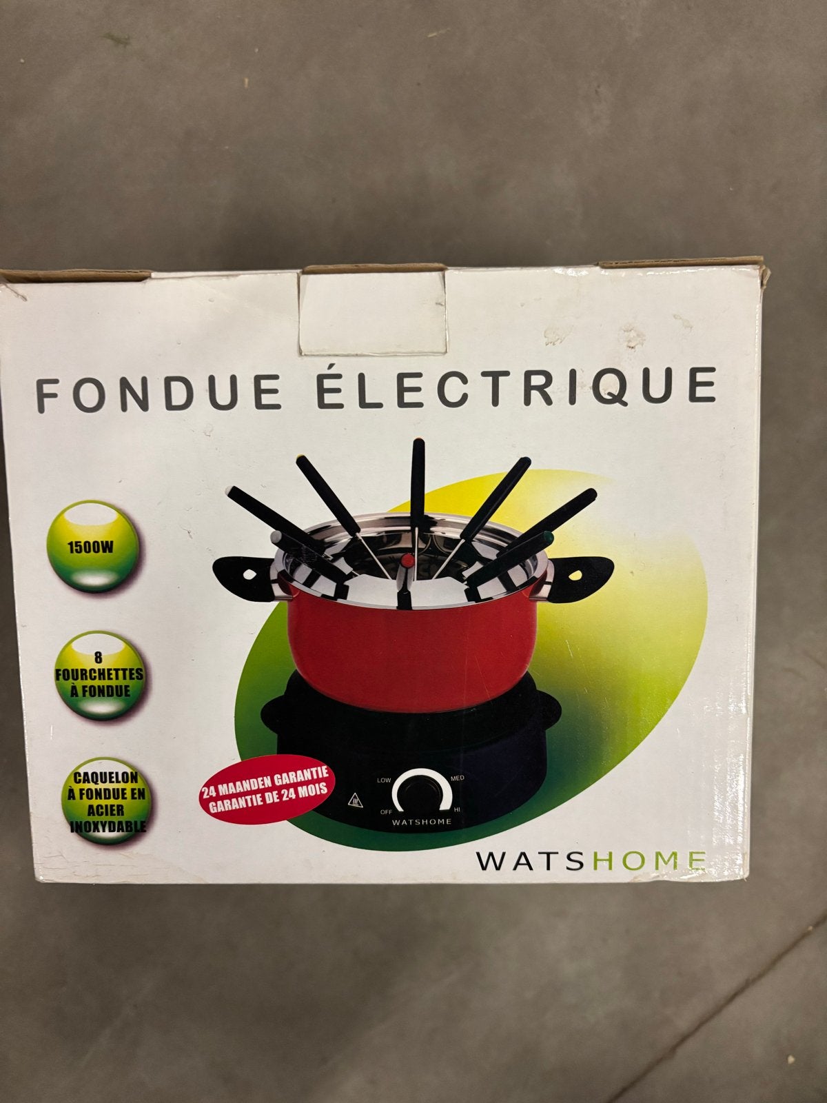 WatsHome Elektrische Fonduepan - 1500W, RVS, 8 Vorken, Witgoed en Apparatuur, Ophalen of Verzenden, Nieuw, Elektrisch, Fonduepan