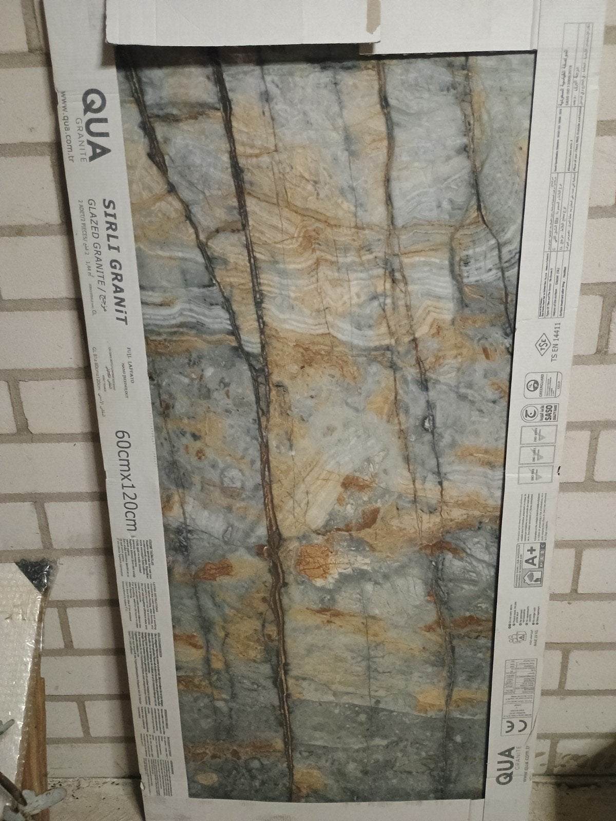Marmerlook tegels grijs/bruin 60x120 cm (2 stuks), Ophalen, 60 cm of meer, Nieuw, Minder dan 5 m²