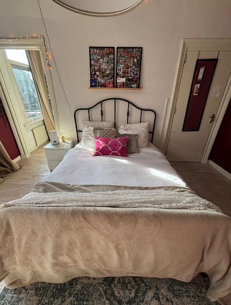 Ikea SAGSTUA bedframe 160x200cm, Huis en Inrichting, Slaapkamer | Bedden, Ophalen, Gebruikt, Zwart, Tweepersoons