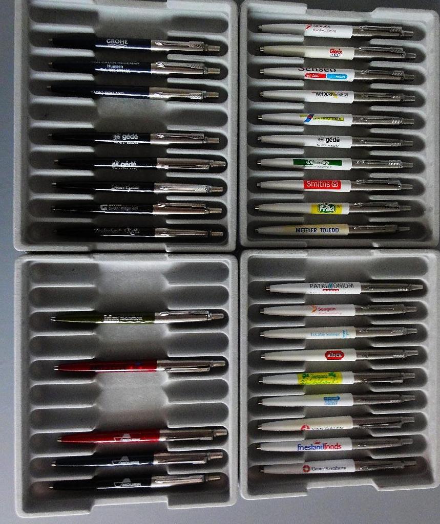 32 X PARKER JOTTER MET RECLAME, Verzamelen, Pennenverzamelingen, Gebruikt, Ophalen of Verzenden, Met reclame, Parker